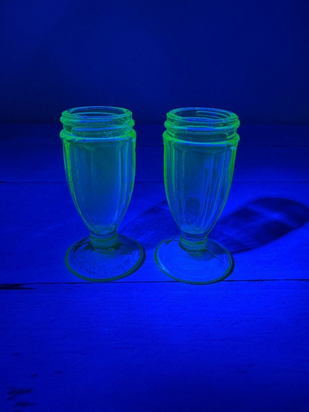 Vintage Hazel Atlas Uranium Vaseline Glass Salt & Pepper Shakers Pair No Lids